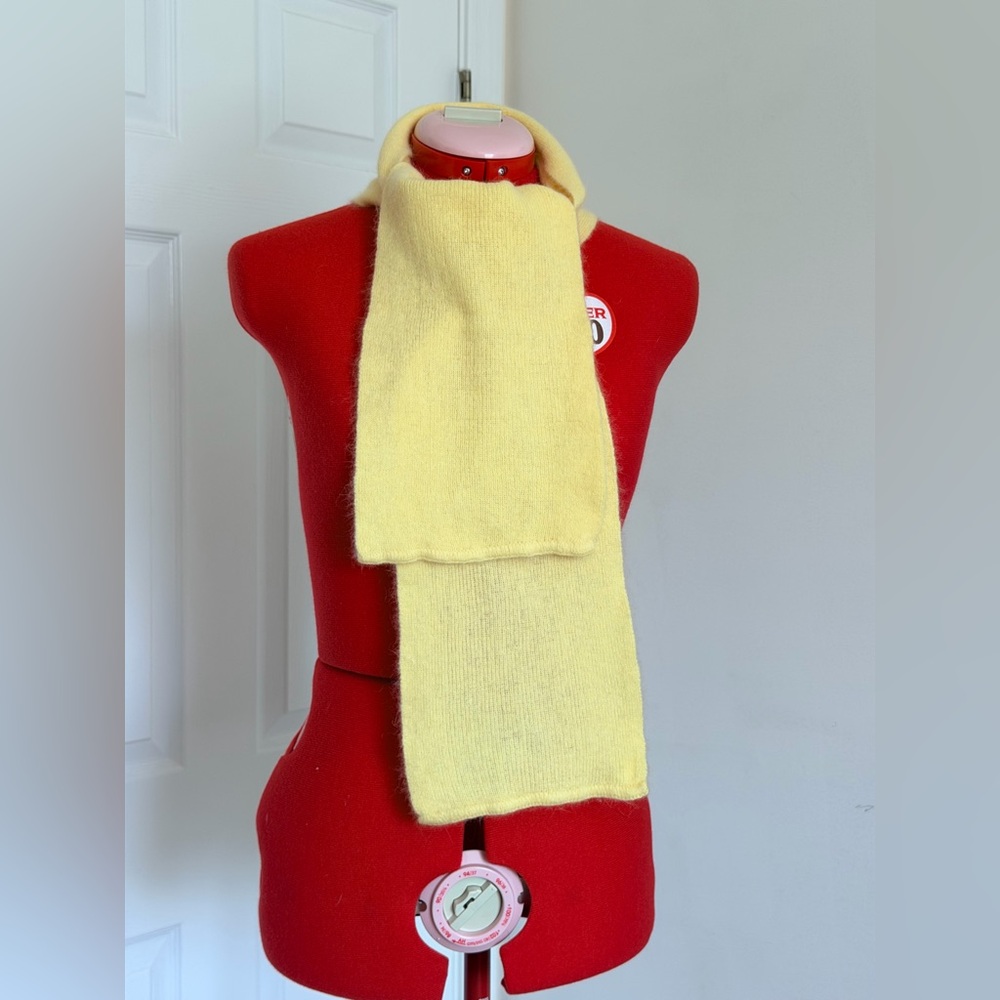 NWOT NEW Butter Yellow Angora Wool Blend Scarf Soft Lightweight Knit 54”